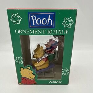 Noma Winnie Pooh Rotating Christmas Ornament New Boxed Disney Vtg Sled Piglet
